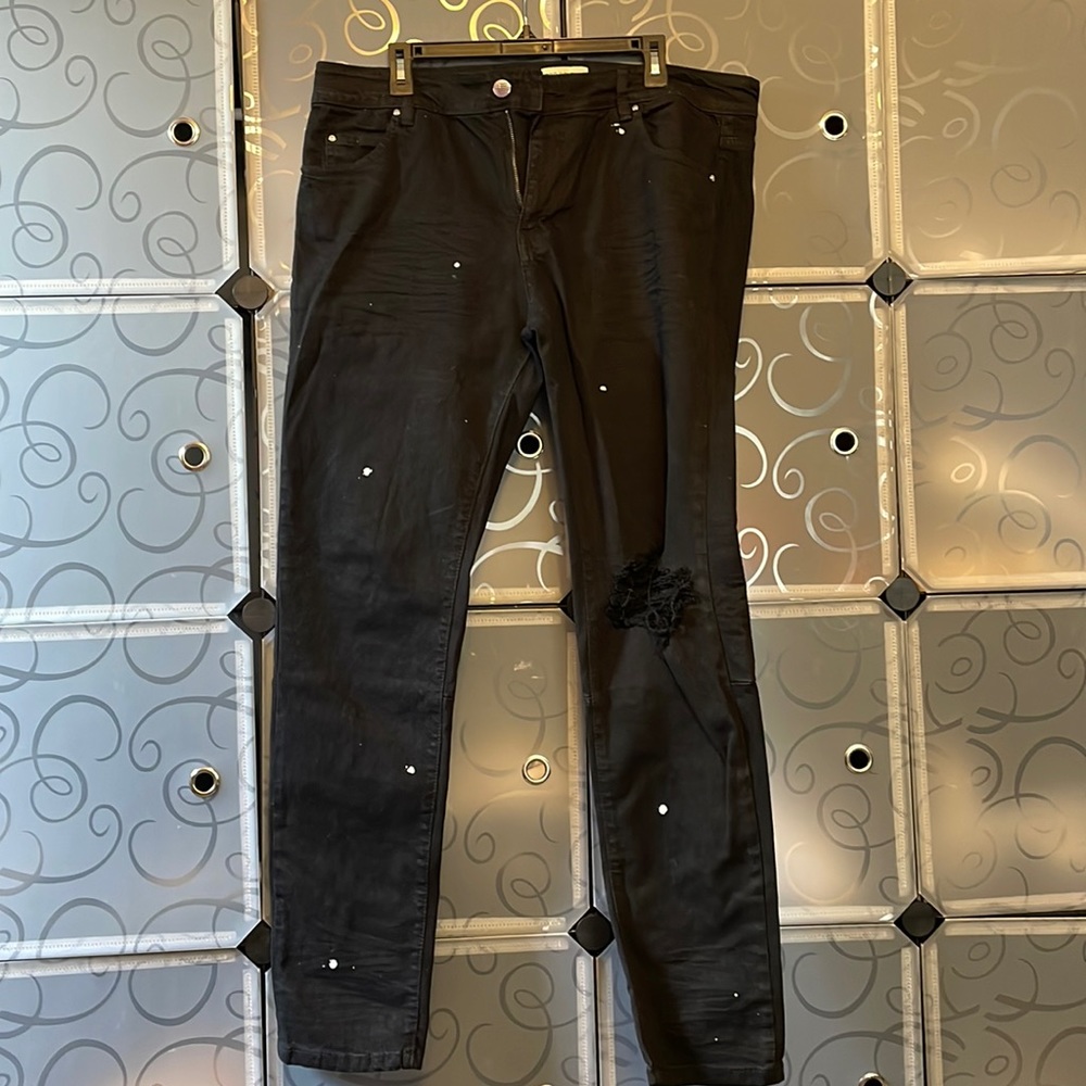 Hyper Denim Mens Black Tapered Jeans, Size 36 x 32